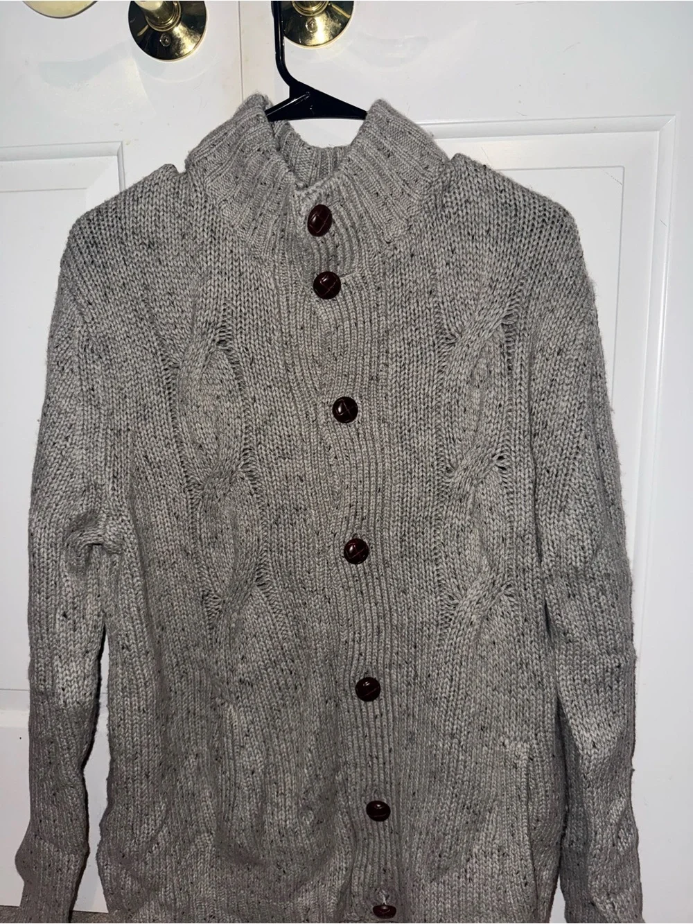 Banana Republic Men's Gray Cable-Knit Button Cardigan Sweater Men’s Size Large